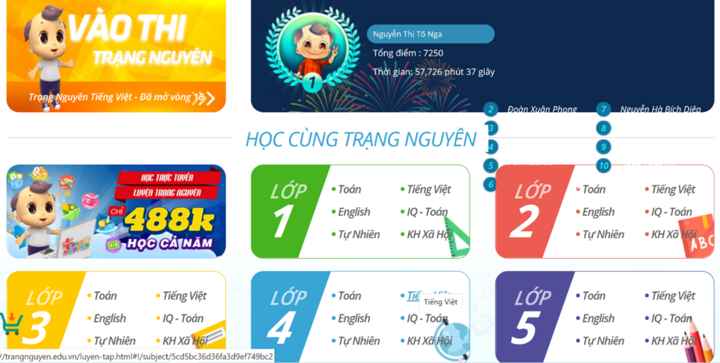 Trạng nguyên Tiếng Việt - Sân chơi lớn - Trải nghiệm thú vị