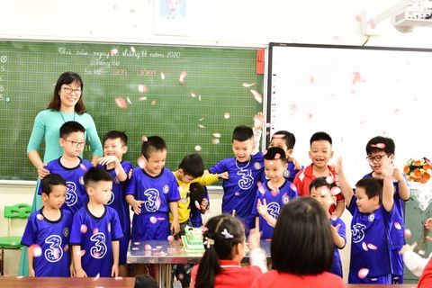 Giải bóng đá truyền thống của các cầu thủ nhí khối 1 năm học 2020 - 2021