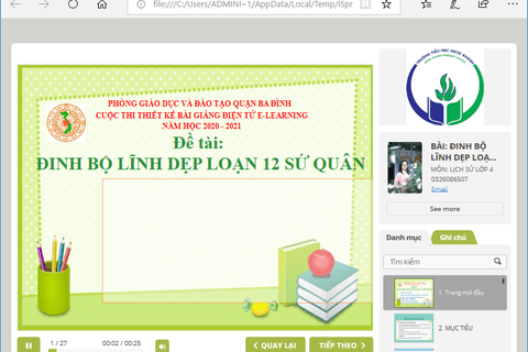 Khối 4 trường Tiểu học Ngọc Khánh dự thi thiết kế bài giảng E-learning