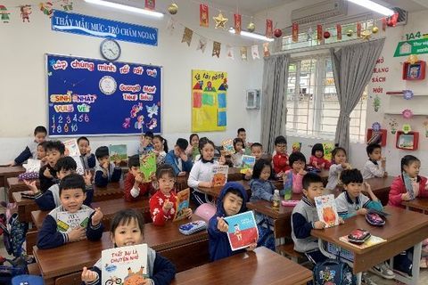 Góc thư viện và phong trào đọc sách của các lớp Khối 1