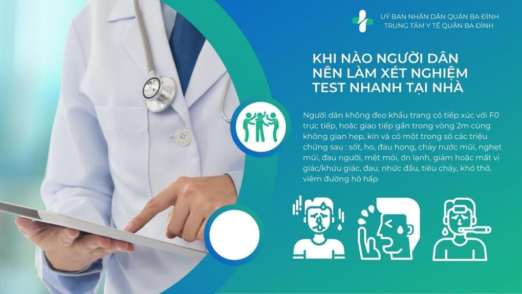 Quận Ba Đình: Hướng dẫn quy trình xét nghiệm online, xác nhận và điều trị, chăm sóc F0 tại nhà