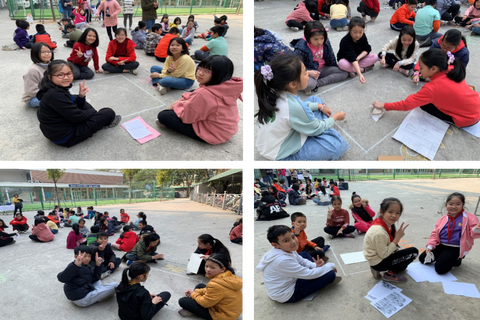 Hoạt động vẽ tranh ngoài trời chủ đề ngày Tết và Lễ hội của học sinh khối 4, 5