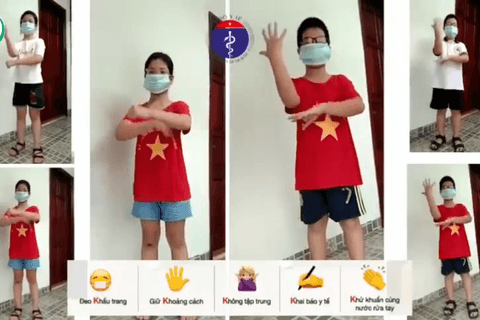 Cùng bạn Nhã Uyên và Hoàng Hải trường Tiểu học Ngọc Khánh phòng chống Covid-19