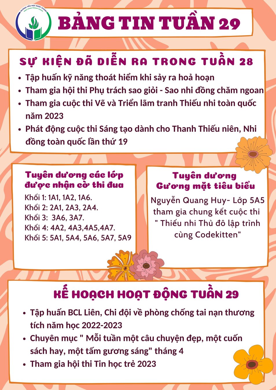 Bảng tin tuần 29