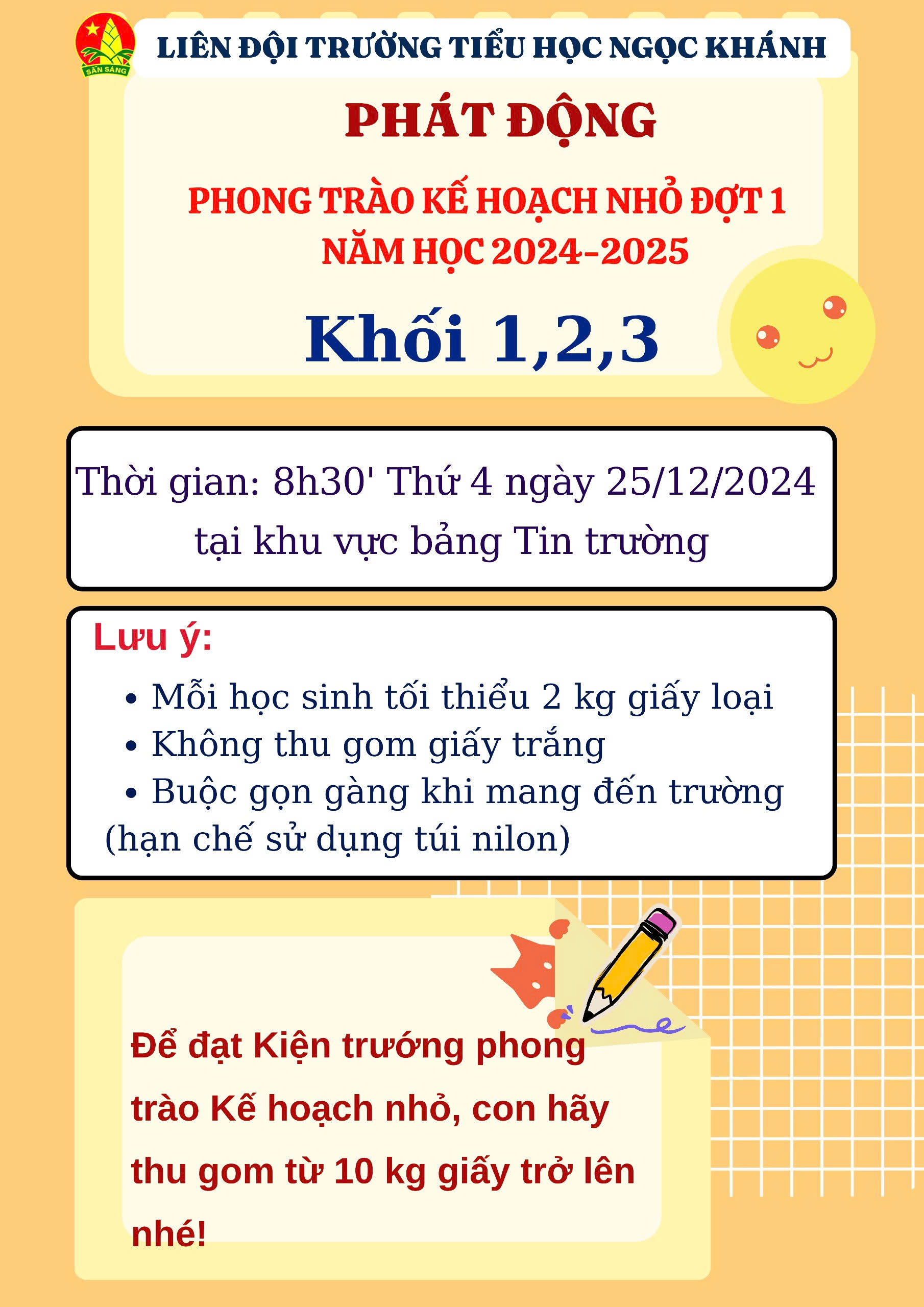 Lớp 3A7 tham gia phong trào Kế hoạch nhỏ (đợt 1) năm học 24-25