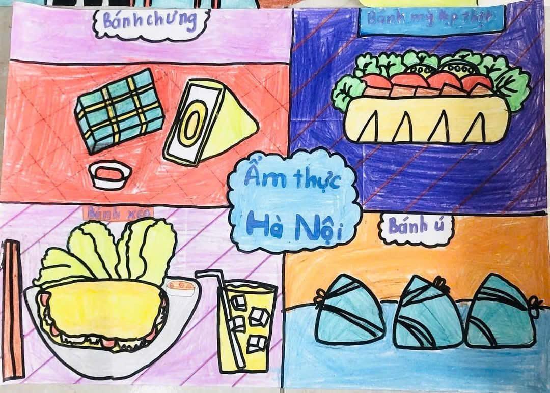 Học sinh lớp 4A4 thoả sức sáng tạo trong cuộc thi vẽ tranh Em yêu Hà Nội - thành phố vì hoà bình