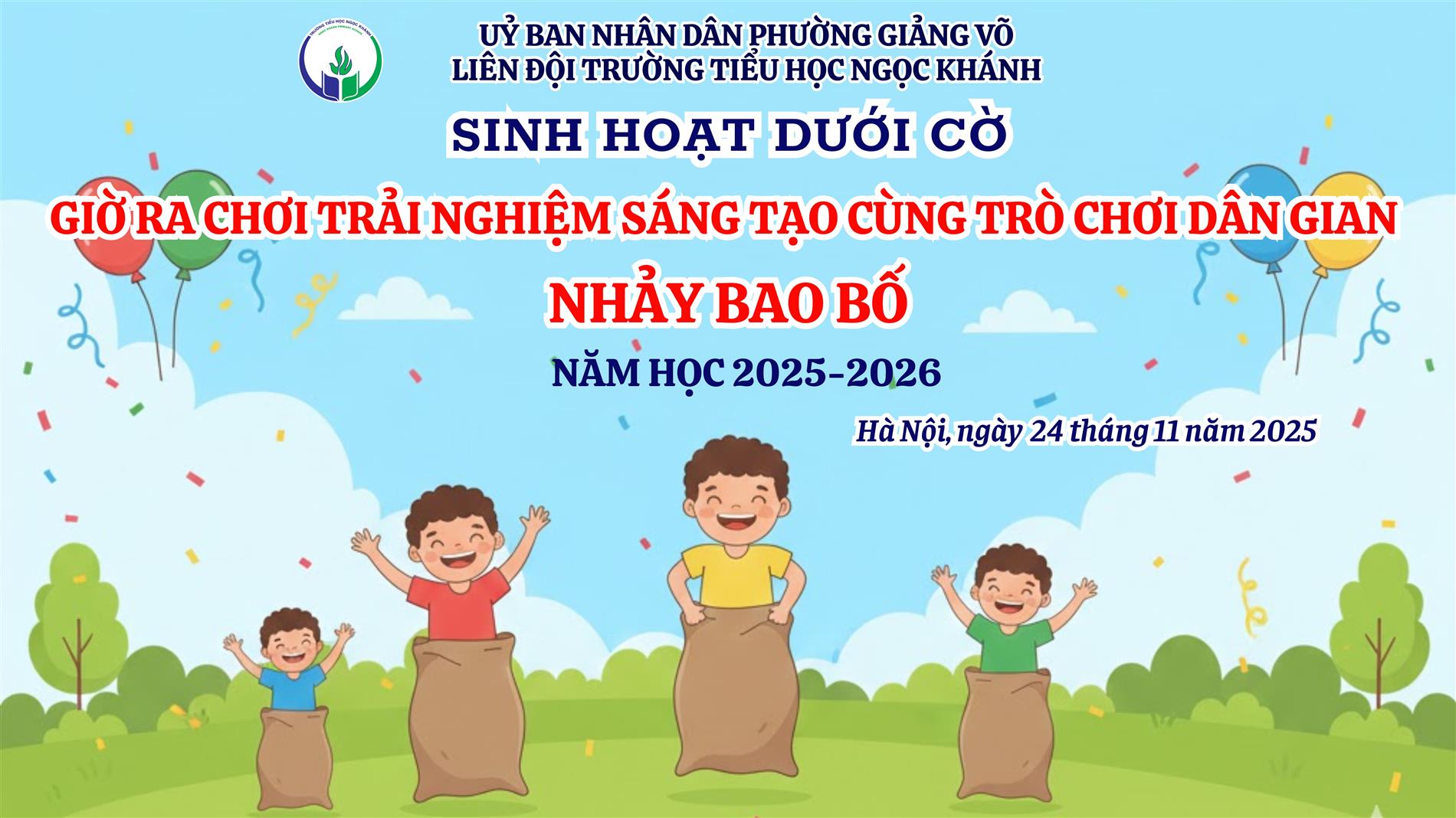 Giờ chơi trải nghiệm với trò chơi dân gian nhảy bao bố